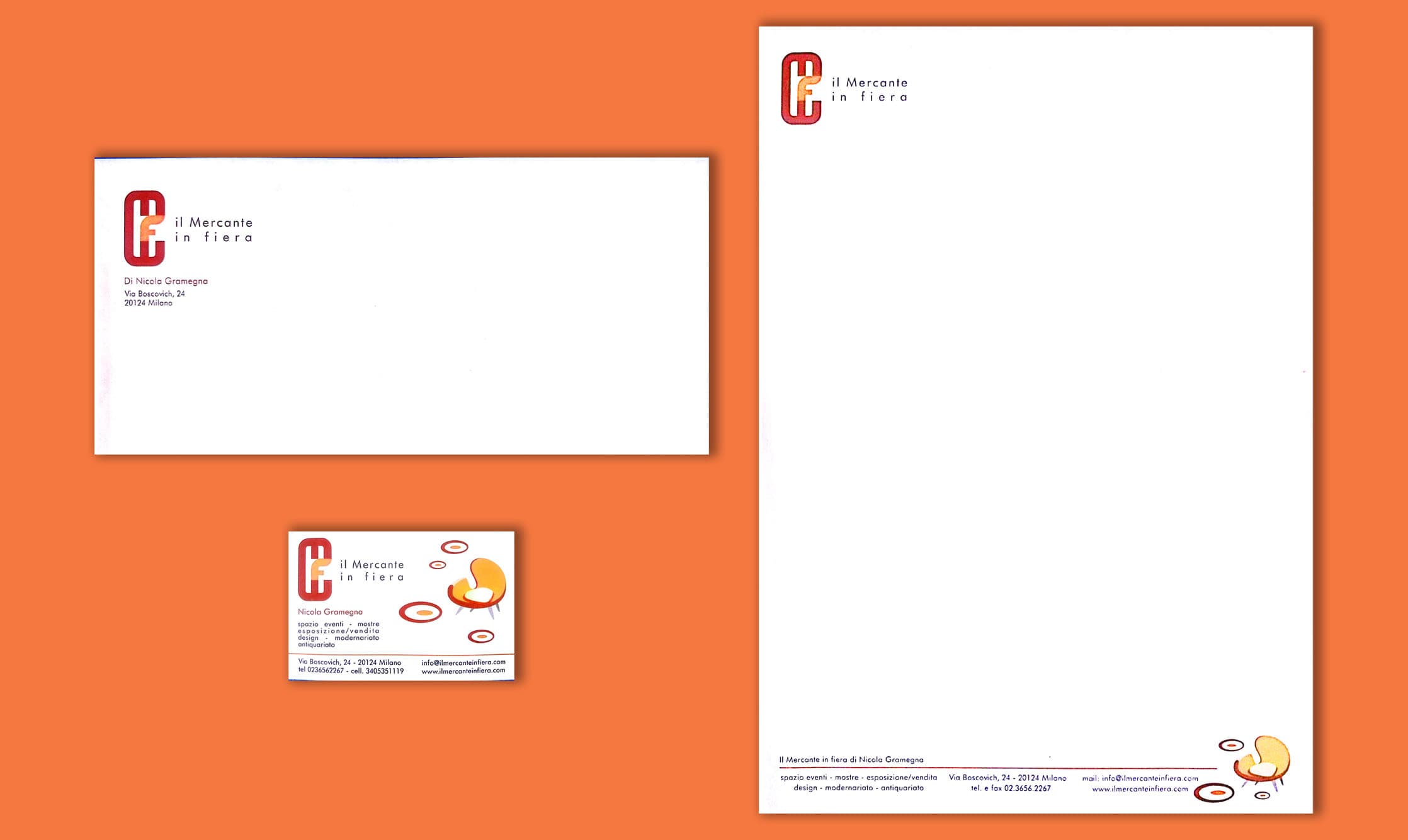 Ideazione corporate identity per spazio espositivo modernariato e design "Il Mercante in Fiera" Milano