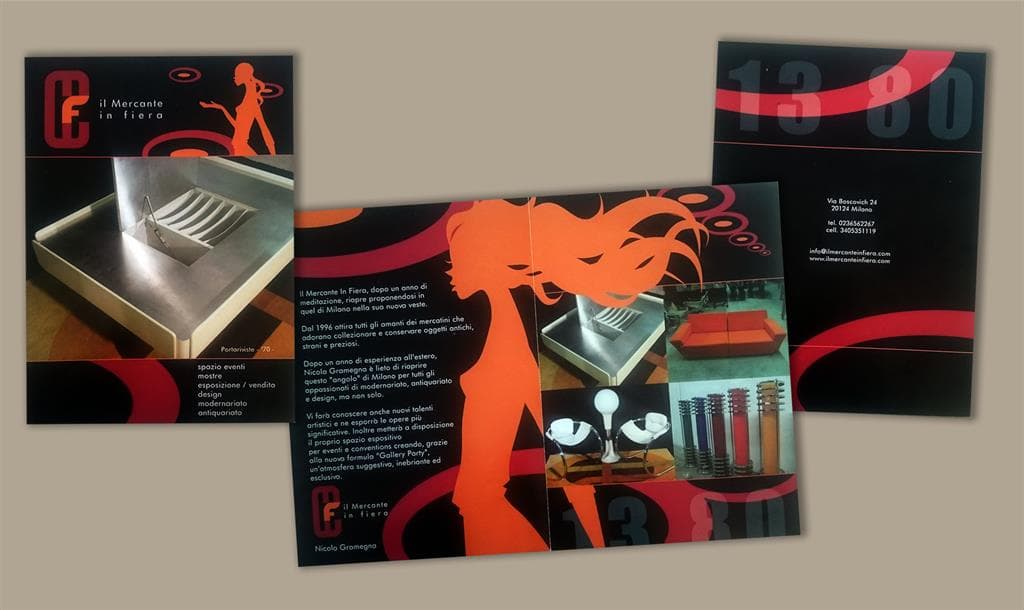 Ideazione brochure per spazio espositivo modernariato e design "Il Mercante in Fiera" Milano