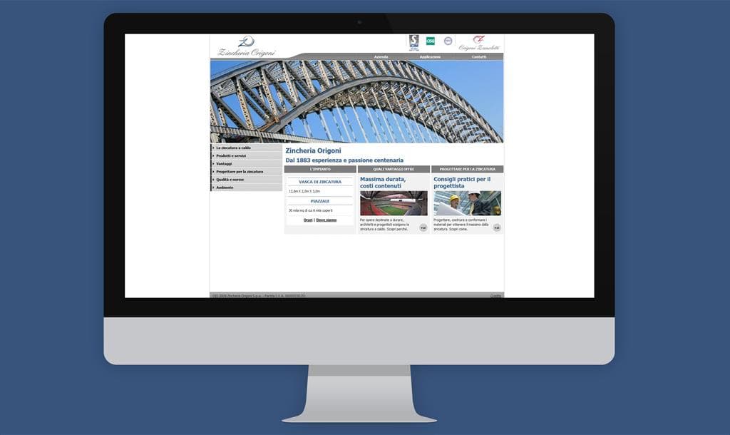 Ideazione sito web per produttore lamiere e zincheria Origoni