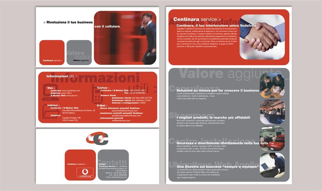 Creazione grafica leaflet pieghevole per agenzia di telefonia Centinara Service