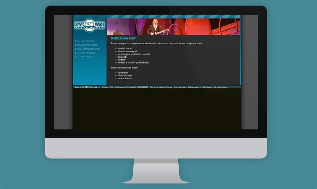 Creazione sito internet per agenzia di talent scouting e managing artisti Samaclan