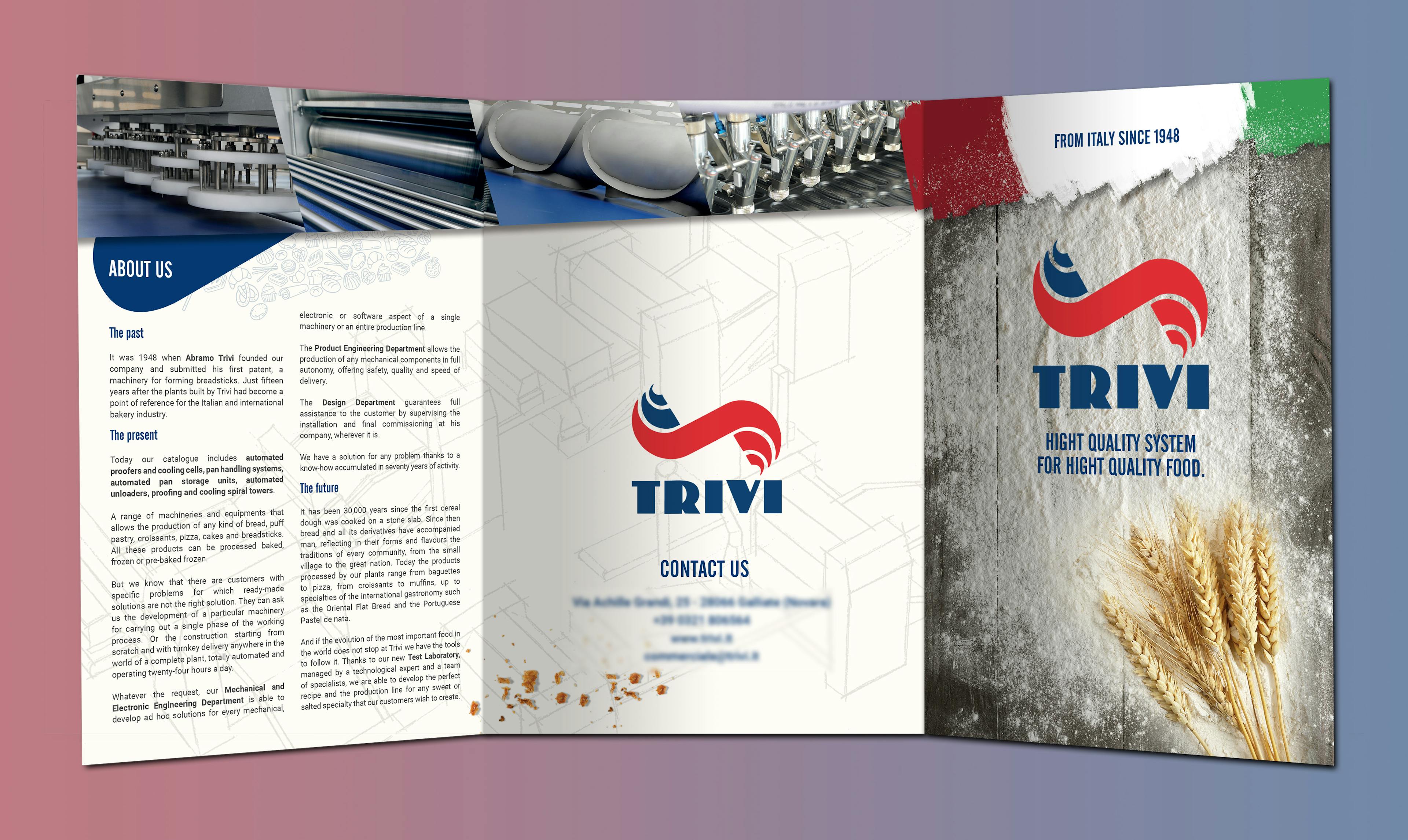 Realizzazione brochure per settore impianti per industria alimentare Trivi